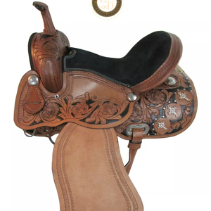 Selle en cuir véritable légère de qualité supérieure fabriquée à la main pour Western Barrel Racing Rodeo Performance Confortable Show Horse Riding - Product Image 1
