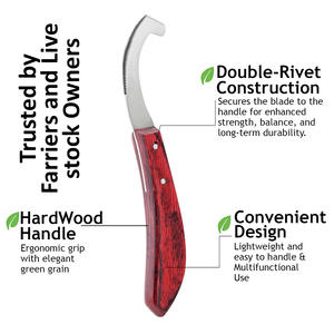 Herramienta herradora de caballos de alta calidad, cuchillo de Bot de huevo de caballo con mango de madera, raspador de huevos, cuchillo de eliminación de huevos de mosca, herramienta de aseo para jinete - Product Image 5