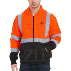 Sudadera con capucha de algodón unisex con chaleco de seguridad reflectante Ropa de trabajo de manga larga Hi-Vis Clase 3 Camisa fluorescente Suave y cómoda - Product Image 2