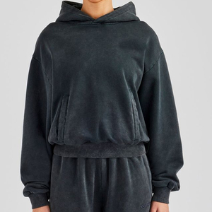 Coton vierge avec logo personnalisé 360g coton éponge biologique français pull à capuche surdimensionné pour femmes - Product Image 6