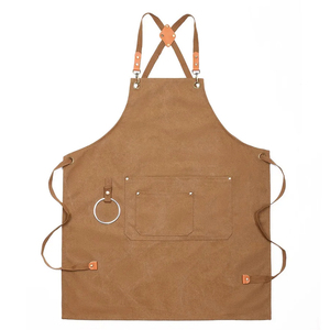 Delantal sin mangas con babero de camarero con logotipo personalizado para hombres y mujeres, delantal de lona para limpieza - Product Image 4