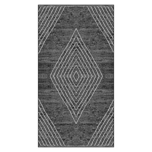 RUGS DEPOT LXDP-0968 Wholesale Charcoal Grey Modern Vintage Digital Printed Machine Washable Chenille Area Rug Non <b>Slip</b> - Product Image 1