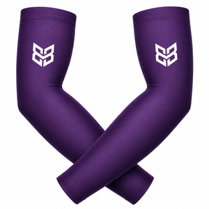 Manchons de cyclisme unisexes bleu marine anti-UV à compression avec logo imprimé par transfert thermique, taille adulte - Product Image 3