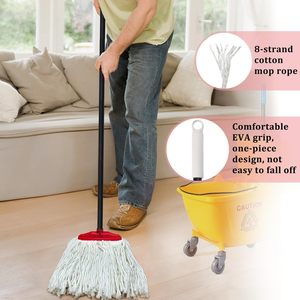 Mini serpillères en coton d'intérieur - Auto-essorage, antibactériennes, durables, manche télescopique en métal pour le nettoyage des sols - Product Image 5