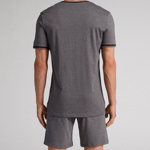 Set di pigiami corti in cotone maglia organica da <span class=keywords><strong>uomo</strong></span> <span class=keywords><strong>pigiama</strong></span> <span class=keywords><strong>camicia</strong></span> a maniche corte e pantaloncini estivi da <span class=keywords><strong>uomo</strong></span> per dormire abiti ecologici - Product Image 5