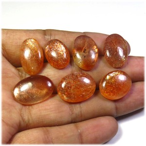 Cầu Vồng Phi Sunstone Loose Đá Quý Mịn Hình Bầu Dục Tự Nhiên Màu Cam Chơi Lấp Lánh 16x11-18.5x12.5 mét Ba Lan Cabochon Đồ Trang Sức - Product Image 2