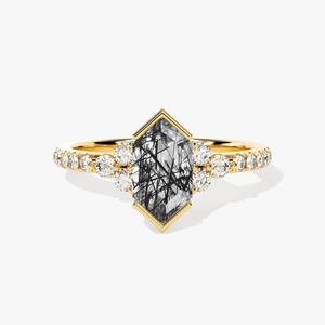 Bague en argent Sterling 925 pour femmes Style Boho fait à la main noir rutile pierres précieuses bijoux de mariage tendance amour cadeau - Product Image 2