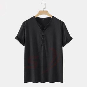 Camiseta de punto de manga corta con medio botón de calidad Premium para hombre 2023, ropa deportiva, camisa informal - Product Image 6