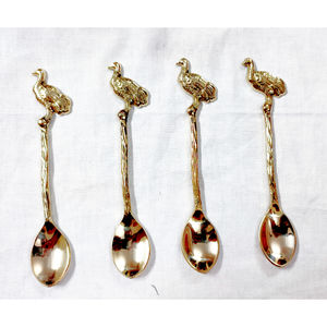 ชุดช้อนกาแฟรูปใบไม้4ชิ้นพร้อมช้อนแบบแบนมีดีไซน์สาขาสำหรับบ้านร้านอาหารโรงแรม - Product Image 2