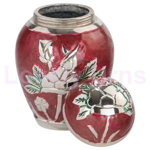 Petite urne souvenir en laiton rose gaufré Boîte en velours gratuite - Product Image 2