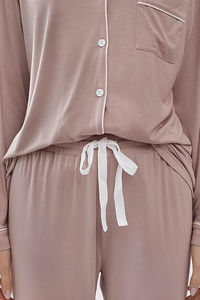 Conjunto de Pijama de Satén Bordado de una Pieza hasta la Rodilla para Mujer, Otoño Invierno, Ropa de Dormir, Camisa de Manga Larga y Pantalones, Ropa de Estar en Casa - Product Image 5