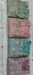 Vestido étnico de verano Gharara ruso de red doble bordado pesado para mujer, ocasiones especiales, indio pakistaní - Product Image 3