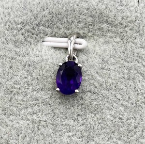 925 Sterling <b>Silver</b> Natural Amethyst <b>Charm</b> Pendant with Purple Crystal Healing Properties Minimalist Engagement Necklace - Product Image 2