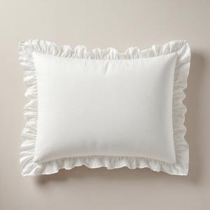 Funda de Almohada Duradera de Polialgodón Blanco de 50x70cm con Volantes, Diseño Rectangular Sólido, Tejida, para Hotel o Uso Doméstico - Product Image 2