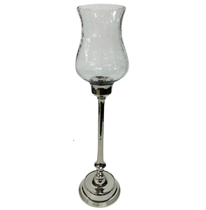 Portavelas de huracán con acabado plateado con portavelas votivo de vidrio para decoración de centros de mesa de vajilla de boda - Product Image 3