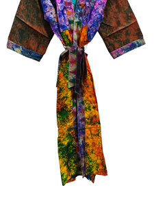 Vestido cruzado Túnica India Sari Robe Vestido de novia Vestido de maternidad Regalo Robe Beach Party Wear Indian Printed Silk Sari Kimono, - Product Image 3