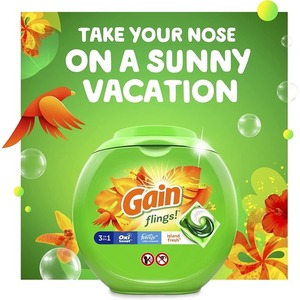 Gain flings น้ำยาซักผ้า PACS, 112 CT, กลิ่นสดชื่นของเกาะ - Product Image 2