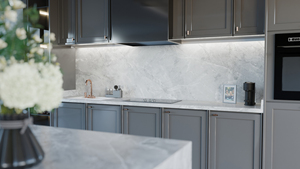 แผ่นควอตซ์พิมพ์ลายโอปุสสำหรับเคาน์เตอร์ครัวและท็อปโต๊ะเครื่องแป้ง หนา 2 ซม. 3 ซม. ขัดเงา หินสำเร็จรูปสำหรับงานก่อสร้าง - Product Image 4