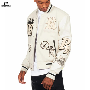 Vestes de baseball varsity pour hommes de haute qualité, style streetwear, hiver 2025, logo personnalisé, broderie, tissu en laine, col montant, patchwork - Product Image 3