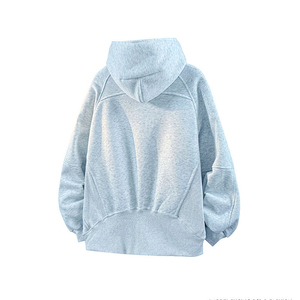 Moda logotipo personalizado Puff impresión cremallera hasta canguro bolsillo hombres pulóver de gran tamaño otoño Sudadera con capucha - Product Image 6