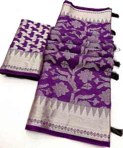 Saree de algodón estampado contemporáneo para tienda de mujeres, agregando un toque moderno al atuendo tradicional - Product Image 3