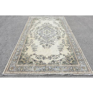 พรมขนแกะสีเบจสีเขียวคลาสสิกขนาด5.6x10ฟุตทำด้วยมือแบบตุรกีพรมสี่เหลี่ยมสำหรับวัยรุ่นห้องนั่งเล่นพรมข้างเตียงยาง - Product Image 1