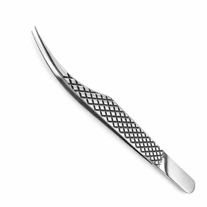 Pinzas Curvas de Precisión de Acero Inoxidable para Extensión de Pestañas, Punta Fina, Agarre Antideslizante, Herramienta Profesional - Product Image 1