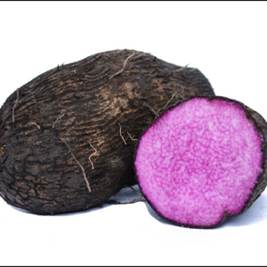 Yamas moradas frescas, cocoyam, raíz de taro, vegetal de piel oscura y pulpa morada para cocinar - Product Image 1