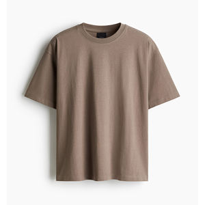 T-shirt en jersey de coton de haute qualité pour hommes, couleur beige foncé, ample, respirant, sport, élégant et formel, nouvel arrivage - Product Image 1
