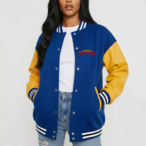 Vestes universitaires d'hiver personnalisées pour femmes, en toile de laine, style baseball, broderie sur le devant, coupe-vent, respirantes - Product Image 4