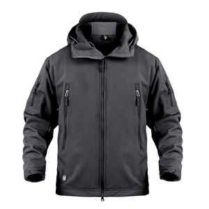 Chaqueta de concha suave de trabajo desmontable con capucha de invierno de fábrica para hombres y mujeres Material de poliéster/nailon a prueba de viento - Product Image 4