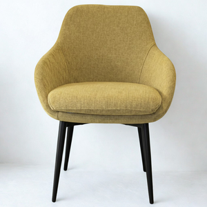 Chaise de salle à manger au design moderne LOTUS, avec accoudoirs, assise en mousse souple, pieds en métal noir, convient à un usage résidentiel et commercial - Product Image 2