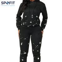 Survêtement de sport d'hiver élégant pour femme, grande taille, couleur personnalisée, broderie de strass, imprimé sur le devant, idéal pour l'entraînement