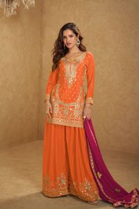 Vente chaude Chinon Avec Broderie Et Travail À La Main Salwar Costume Femme Mode Fabricant Et Fournisseur De L'Inde - Product Image 4