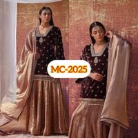 Top en velours élégant de soirée de créateur ensemble Lehenga Palazzo et Dupatta avec belle séquence de broderie pour une tenue de fête