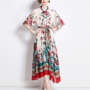 2025เดรสยาวหรูหราระดับไฮเอนด์สำหรับผู้หญิงเดรสพิมพ์ลายดอกไม้ริมชายหาดสำหรับงานปาร์ตี้พิมพ์ลายดิจิตอลสำหรับฤดูใบไม้ผลิ - Product Image 4