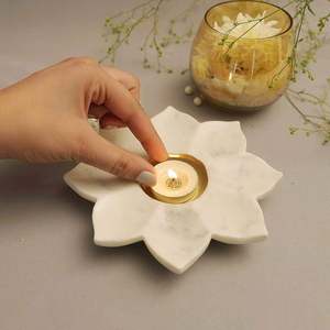 Candle <b>Tea</b> <b>Light</b> <b>Holder</b> Round Brown Marble Decorative for Table Centerpiece Anniversary Birthday Corporate Gifts - Product Image 3
