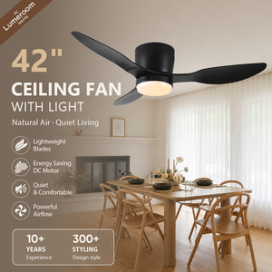 42 Inch Flush Mount <b>Ceiling</b> Fan with <b>Light</b> <b>Remote</b> <b>Control</b> DC Motor Modern Low Profile <b>Ceiling</b> Fan for Bedroom Patio - Product Image 1