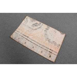 พรมตุรกีขนาดเล็ก 1.9x3.2 ฟุต (59x98 ซม.) พรมขนสัตว์สีขาวขอบวินเทจ - Product Image 2