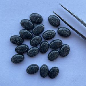 10mm 20mm naturel noir pierre de soleil lisse ovale lâche Cabochon pierre précieuse pour la fabrication de bijoux pendentifs anneaux cristal fait à la main argent - Product Image 2