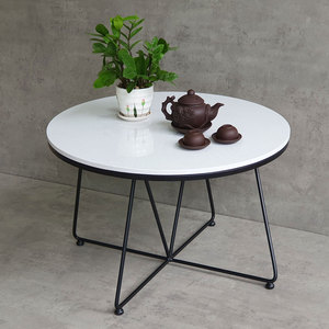 70cm Round Stone Top & Iron <b>Legs</b> <b>Coffee</b> <b>Table</b>-Minimalist Farmhouse Design-Living Room Furniture - Product Image 6