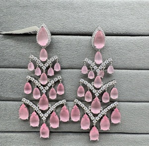 ต่างหูเพชรแบบอเมริกันสุดหรูต่างหูผู้หญิงหรูหราสำหรับใส่ไปงานเลี้ยงเครื่องประดับแฟชั่นประดับด้วยหินเพทายสำหรับเป็นของขวัญ - Product Image 2