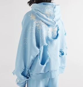 Sudadera con Capucha Extra Grande, Estilo Desgastado, con Hombros Caídos, Gruesa, Impermeable, 100% Algodón para Hombre - Product Image 5