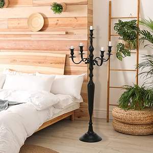 Handicraft New Black <b>Tall</b> Aluminum 5-Arm Candelabra <b>Table</b> Top Centerpiece Candle Holder Decorations for Wedding Party Metal - Product Image 4