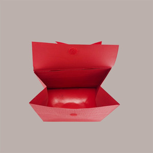 <b>Red</b> Satin <b>Ribbon</b> Paper Bag with Velcro Closure 16+8x14 cm for Valentine's Day Pack of 10 Pieces - Product Image 3