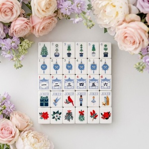 Tuiles <span class=keywords><strong>de</strong></span> Mahjong en Acrylique Bleu Clair, 160 Pièces, 5 Couches, Motif Élan et Casse-Noisette, Jeu <span class=keywords><strong>de</strong></span> Mahjong <span class=keywords><strong>de</strong></span> Luxe pour les Fêtes et Noë<span class=keywords><strong>l</strong></span>, Cadeau Design - Product Image 5