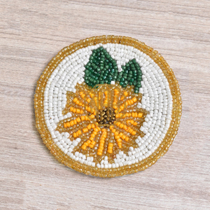 Posavasos con cuentas en forma de girasol hecho a mano, posavasos decorativos para cocina, mesa de comedor, soporte para taza de té y café, proveedor mayorista a granel - Product Image 1