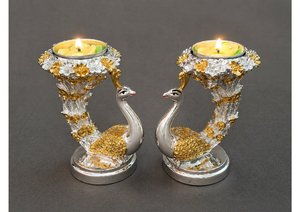 Juego de Portavelas de Pavo Real Chapados en Oro de 24K de Primera Calidad para Decoración del Hogar, Decoración de Bodas y Estilo Festivo de Lujo - Product Image 3