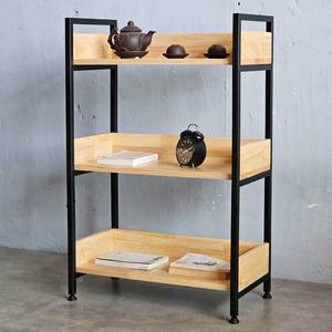 Handcrafted Rubberwood 3-Tier <b>Bookshelf</b> for Living Room KS68075 Easy Assembly - Product Image 2