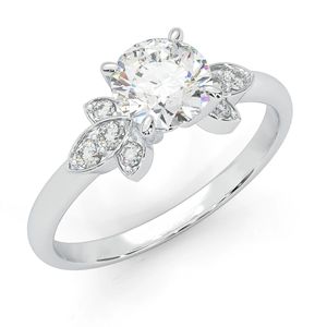 Anillo de Compromiso con Diamante Cultivado en Laboratorio de Corte Redondo, Anillo de Boda de Oro Rosa y Plata para Mujer - Product Image 4